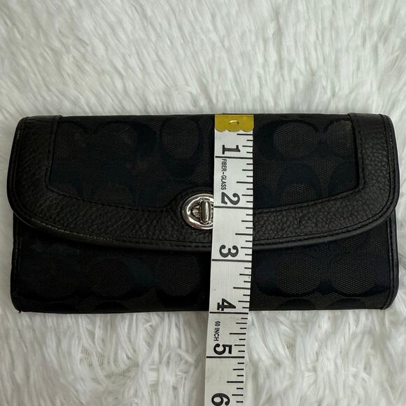 COACH Black Signature Canvas Wallet - Picture 10 of 11
